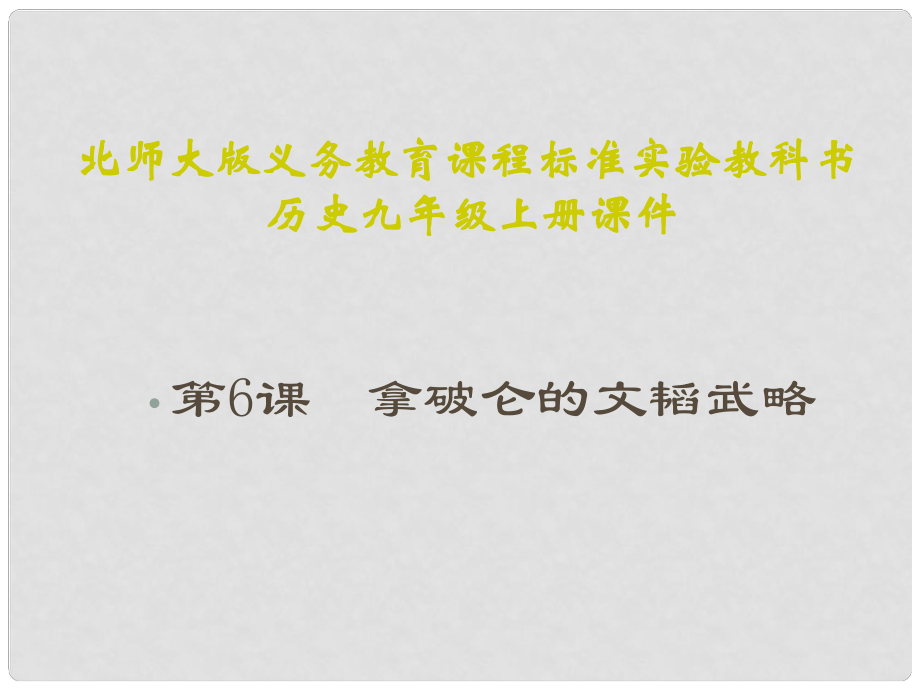 山東省鄒平縣實(shí)驗(yàn)中學(xué)九年級歷史上冊 第6課《拿破侖的文韜武略》課件1 北師大版_第1頁