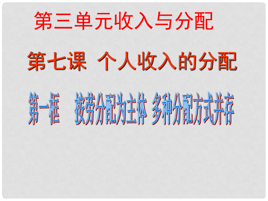 浙江省岱山县大衢中学高中政治《经济生活 》按劳分配为主体多种分配方式并存课件 新人教版必修1_第1页