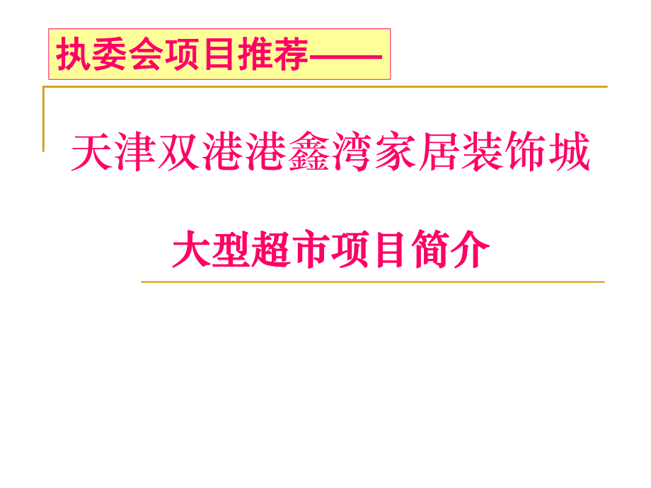 天津双港港鑫湾家居装饰城大型超市项目简介_第1页