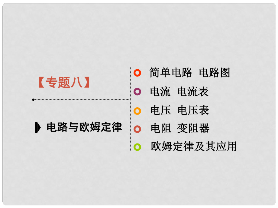 江蘇省淮安市中考物理總復(fù)習(xí) 專題08 電路與歐姆定律課件_第1頁