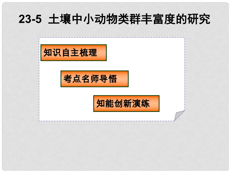 高三生物3年高考2年模擬 235 土壤中小動物類群豐富度的研究課件_第1頁