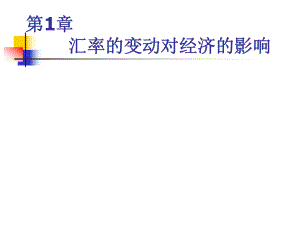 第1章4 匯率變動對經(jīng)濟的影響