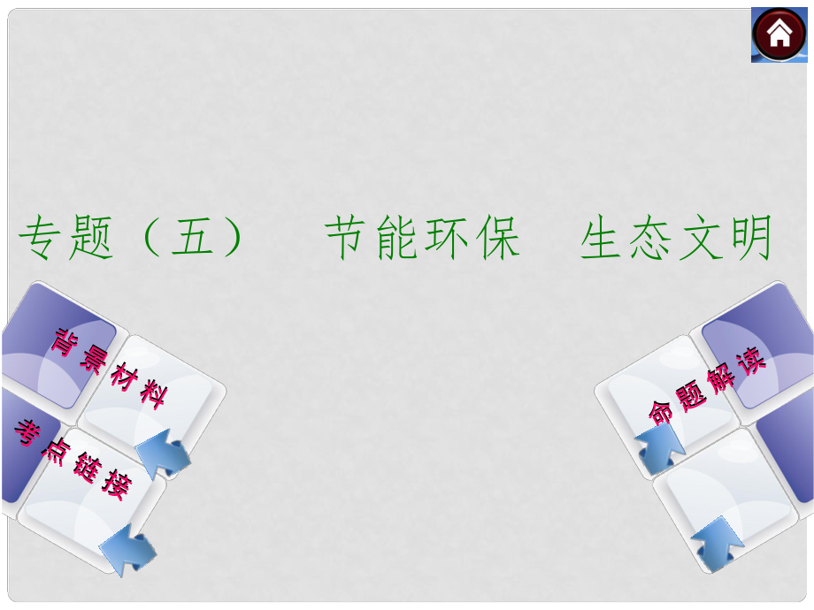 中考政治專題突破方案 專題五 節(jié)能環(huán)保 生態(tài)文明（命題材料+考點(diǎn)鏈接+命題解讀）課件 新人教版_第1頁