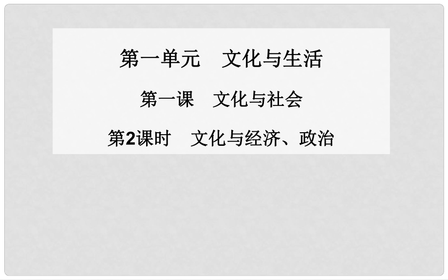 高中政治（基礎預覽+課堂導學+材料跟蹤）第一課 第2課時 文化與經濟、政治課件 新人教版必修3_第1頁