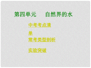 四川省中考化學總復習 第一部分基礎知識講解 第四單元自然界的水課件 新人教版