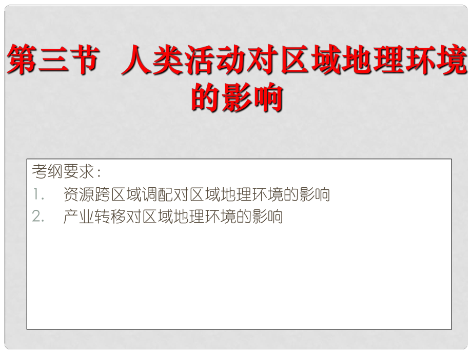 江西省樂安一中高二地理 第三節(jié)人類活動對區(qū)域地理環(huán)境的影響課件_第1頁