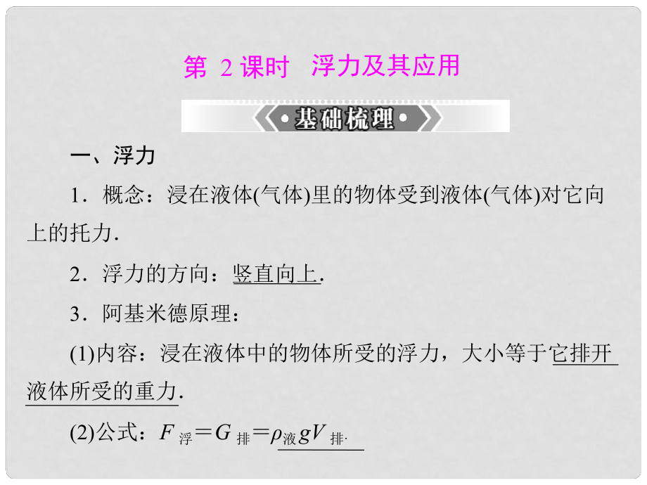 湖南省鳳凰縣官莊鄉(xiāng)中學(xué)中考物理 浮力及其應(yīng)用復(fù)習(xí)課件 新人教版_第1頁