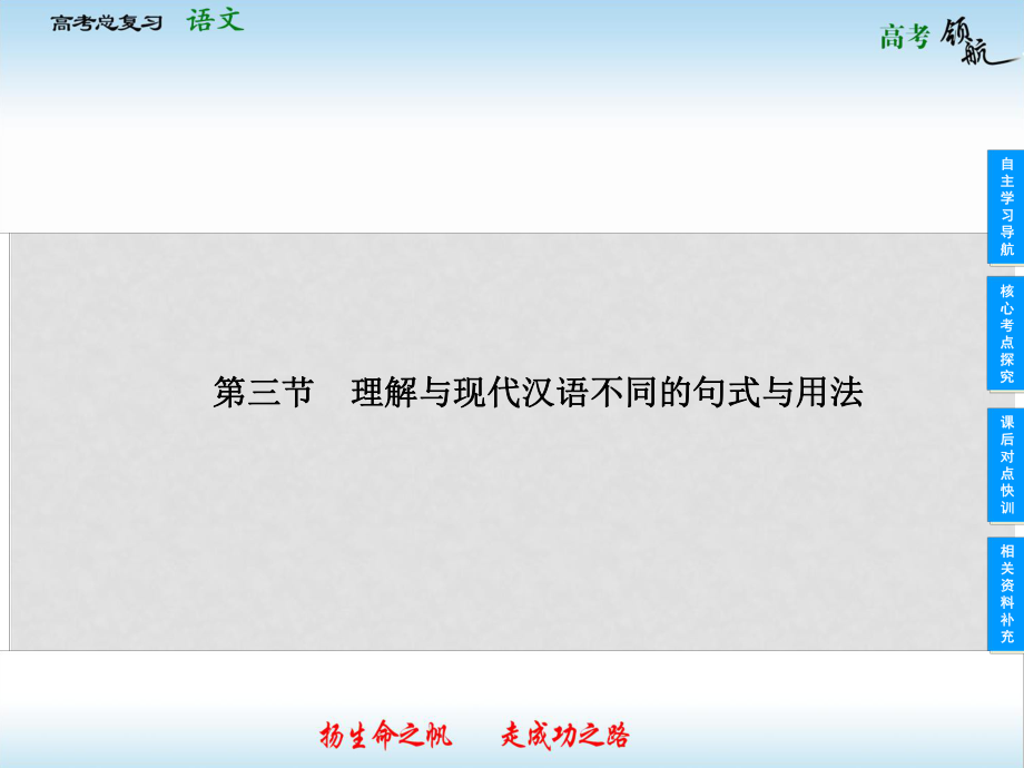 山東省高考語文總復習 313 理解與現(xiàn)代漢語不同的句式與用法課件_第1頁