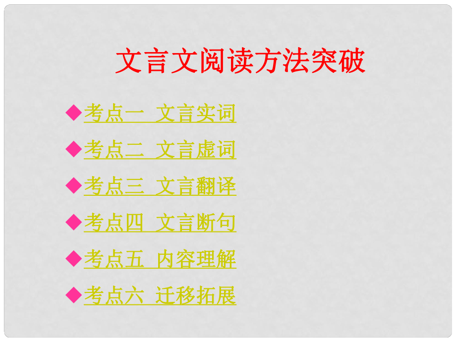 中考語文總復習 考點清單 文言文閱讀方法突破課件（考點清單）_第1頁