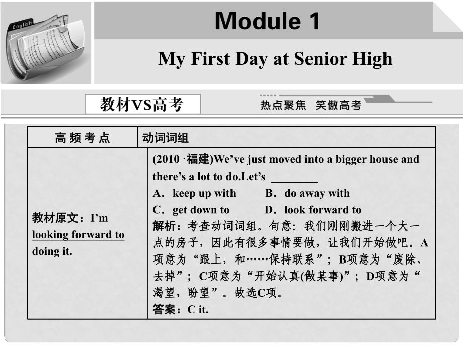 高考英語總復(fù)習(xí) module 1 My First Day at Senior High課件 牛津譯林版_第1頁