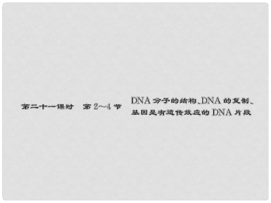 新高考第一轮总复习 第二十一课时 第24节 DNA分子的结构、DNA的复制、基因是有遗传效应的DNA片段课件 新人教版必修2_第1页