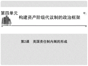 高中歷史 第四單元第2課 英國責(zé)任制內(nèi)閣的形成同步輔導(dǎo)與檢測 新人教版選修2