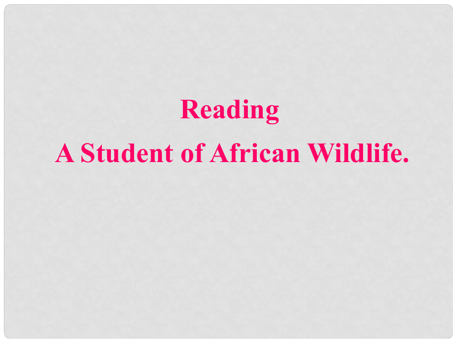 高一英語《A Student of African Wildlife》課件 新人教版選修8_第1頁