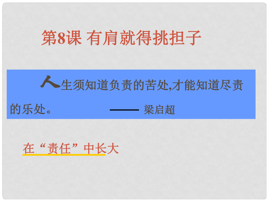 江蘇省金湖縣外國語學(xué)校八年級政治《有肩就得挑擔(dān)子》課件 人教新課標(biāo)版_第1頁