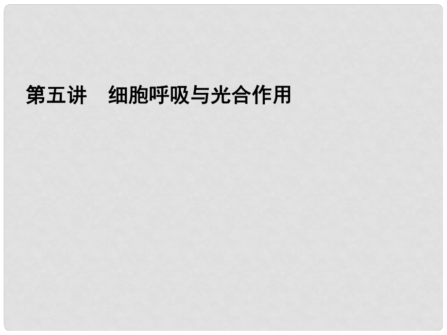 高考生物二輪專題突破 細胞呼吸與光合作用復習課件 新人教版_第1頁