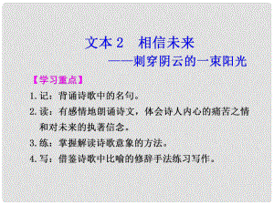 高中語文 同步文本學(xué)案 相信未來課件 蘇教版