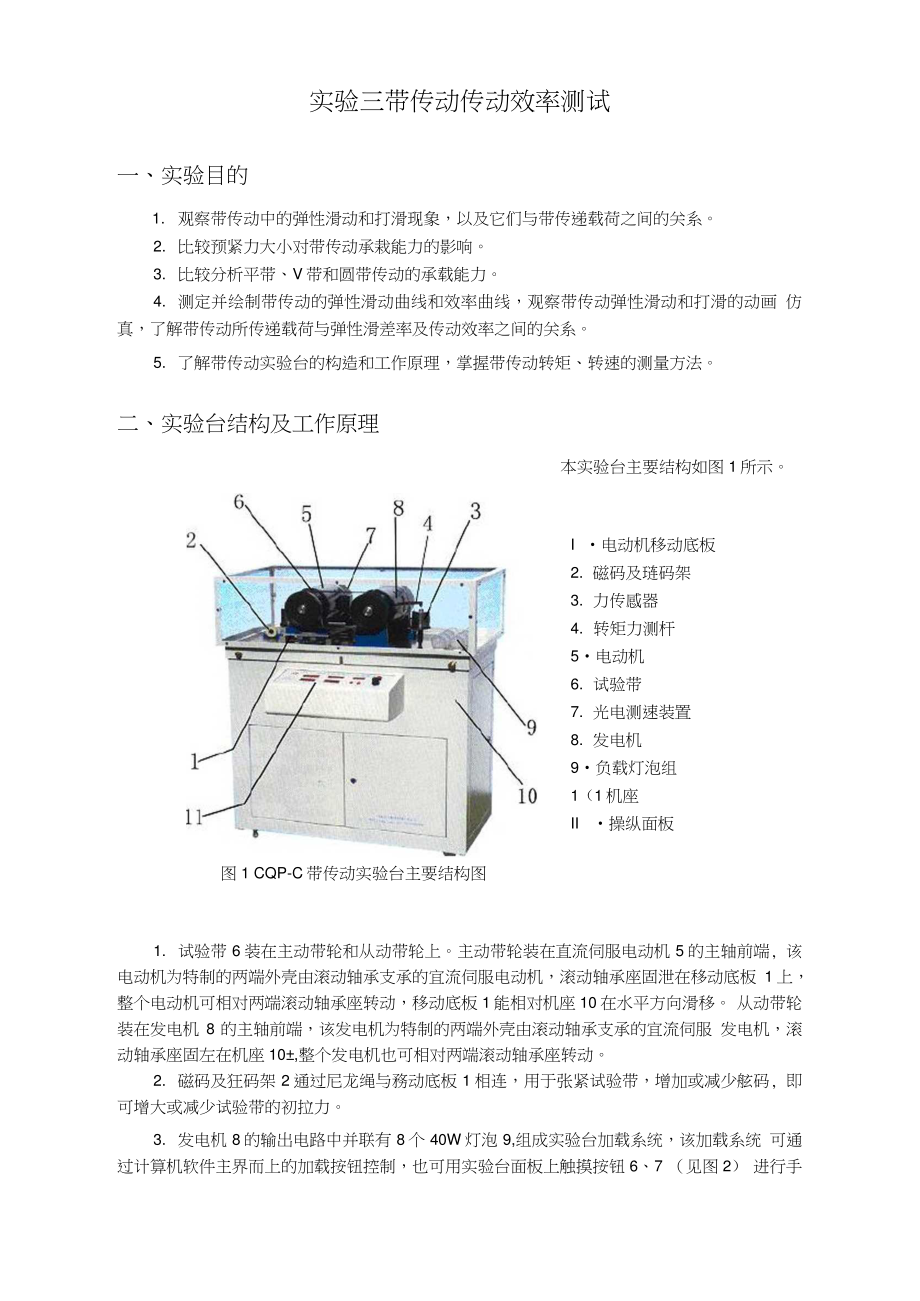 帶傳動傳動效率測試實驗指導_第1頁