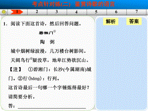 山東省高考語文大一輪復習講義 古代詩歌鑒賞 考點針對練二課件 魯人版