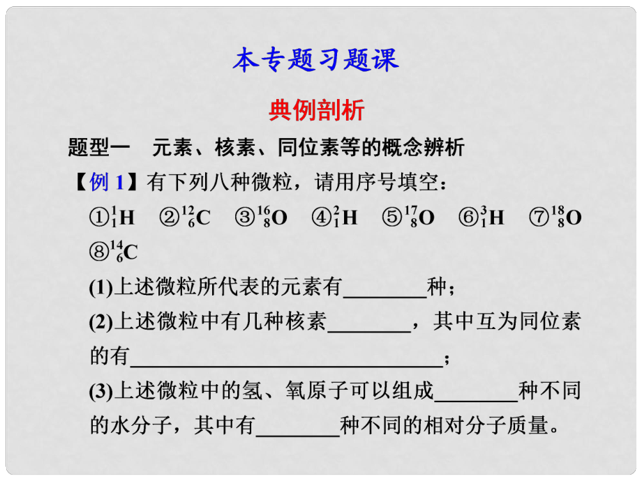 河北省行唐縣高一化學 專題1 本專題習題課 蘇教版_第1頁