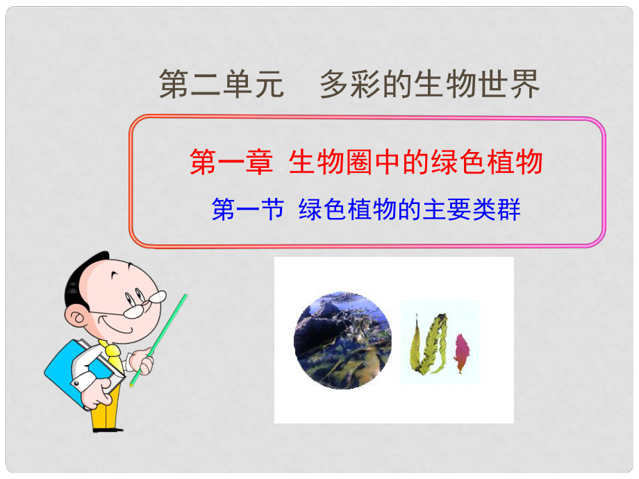 七年级生物上册 第一章 生物圈中的绿色植物第一节 绿色植物的主要类群课件 济南版_第1页