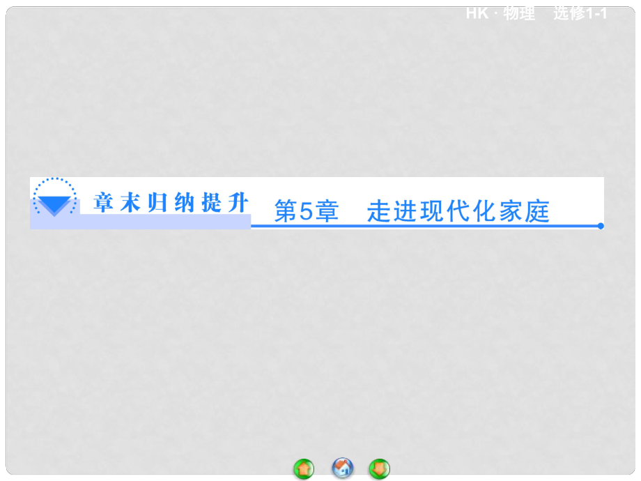 高中物理 第5章《走进现代化家庭》章末归纳提升课件 沪科版选修11_第1页