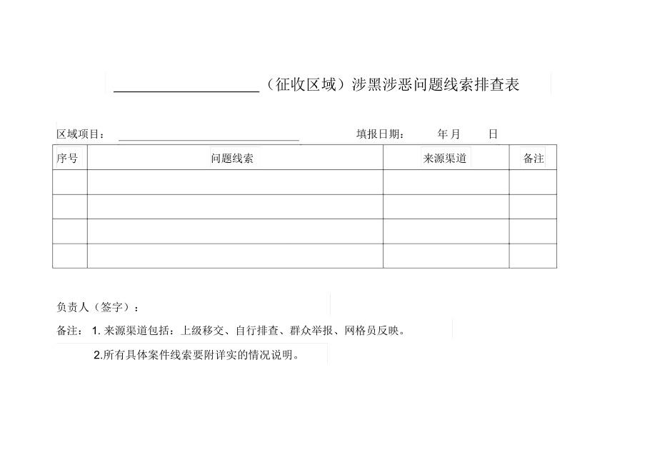 征收區(qū)域涉黑涉惡?jiǎn)栴}線索排查表.doc_第1頁(yè)