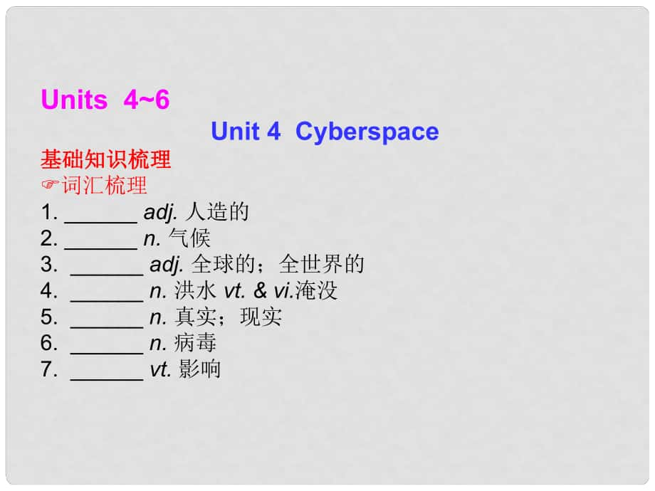 高三英语总复习 Unit 4 Cyberspace课件 北师大版_第1页