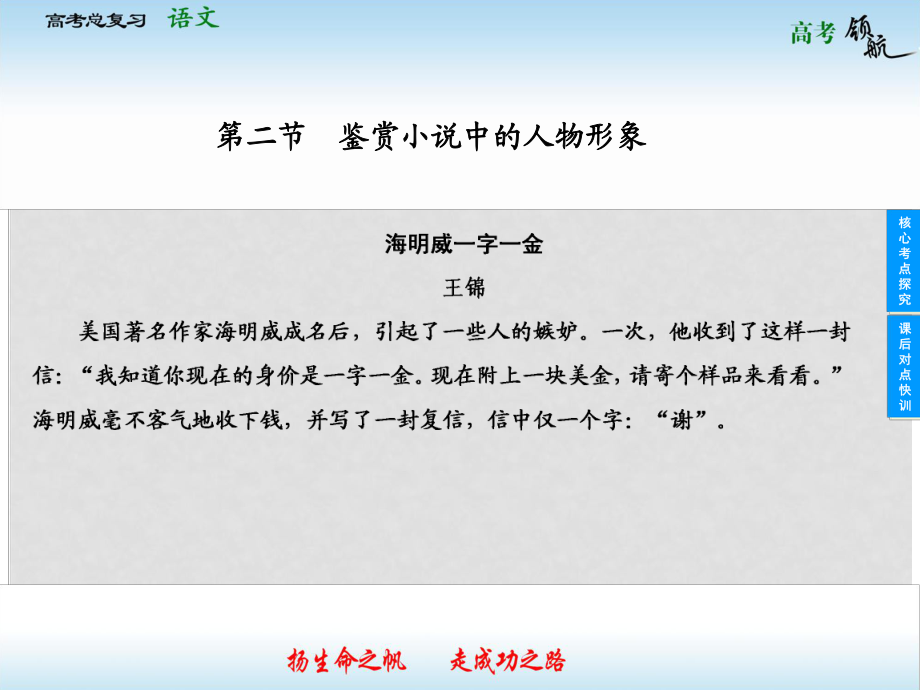 山東省高考語文總復(fù)習(xí) 選考1 12 鑒賞小說中的人物形象課件_第1頁