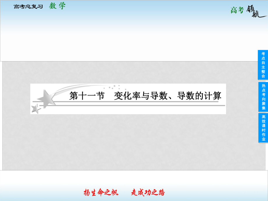 高考數(shù)學二輪復習 211 變化率與導數(shù)、導數(shù)的計算課件 文 新人教版_第1頁