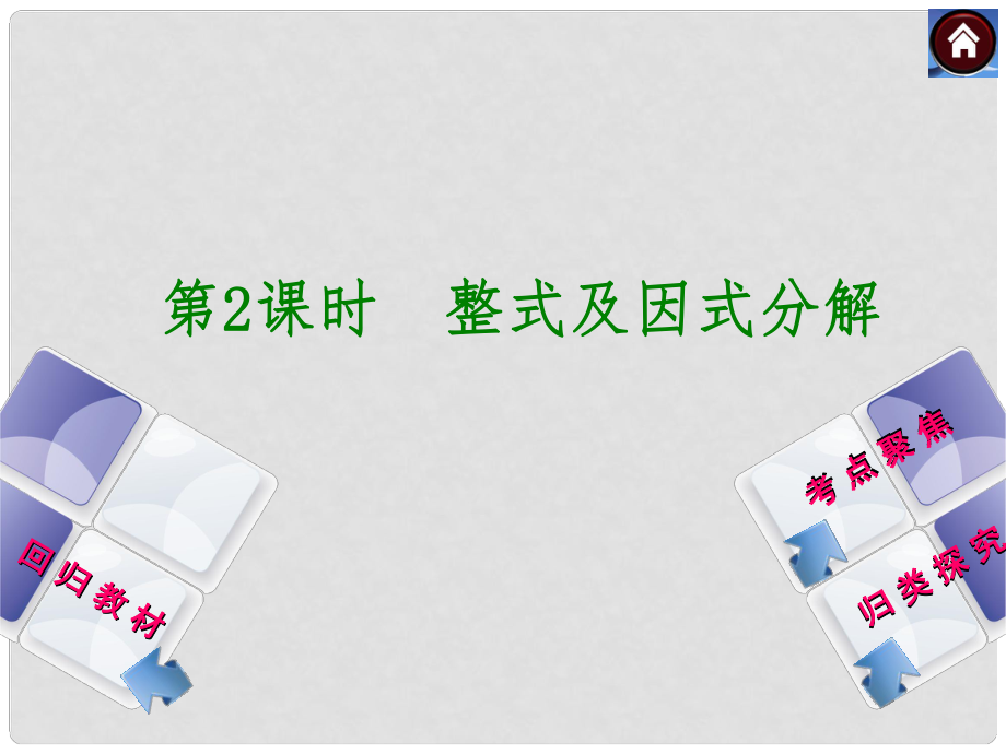 中考數(shù)學復習方案 第2課時 整式及因式分解課件 華東師大版_第1頁