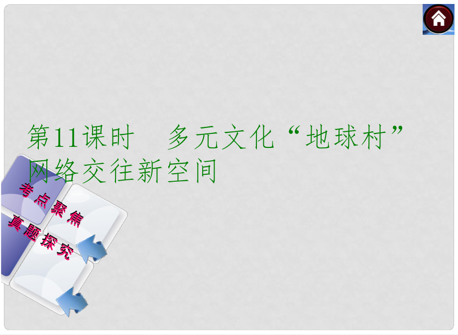 中考政治复习方案 多元文化“地球村” 网络交往新空间（考点聚焦+考点拓展+考题探究）课件 新人教版_第1页