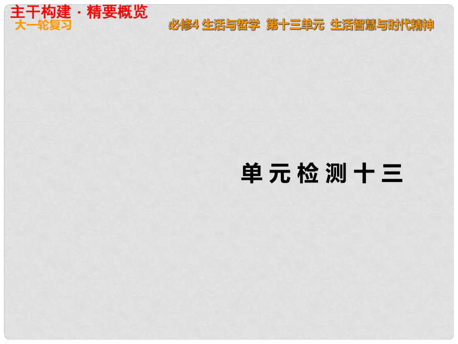 高考政治一輪復(fù)習 單元檢測十三 生活智慧與時代精神課件 新人教版必修4_第1頁