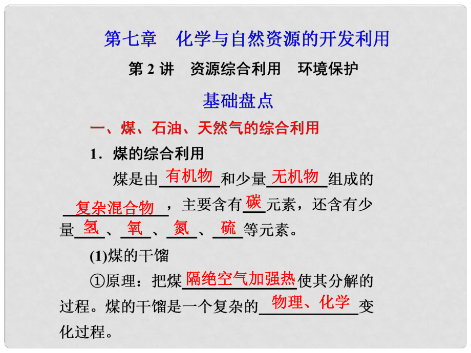 江西省鷹潭市高考化學復習 第七章 第2講 源綜合利用、環(huán)境保護課件 新人教版_第1頁