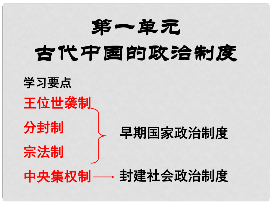 廣東省開平市忠源紀(jì)念中學(xué)高中歷史《第1課 夏商周的政治制度》課件 新人教版必修1_第1頁