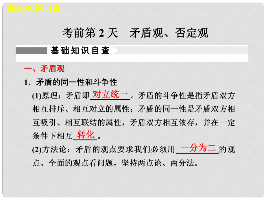 高考政治二轮复习及增分策略 考前第2天配套课件 新人教版_第1页