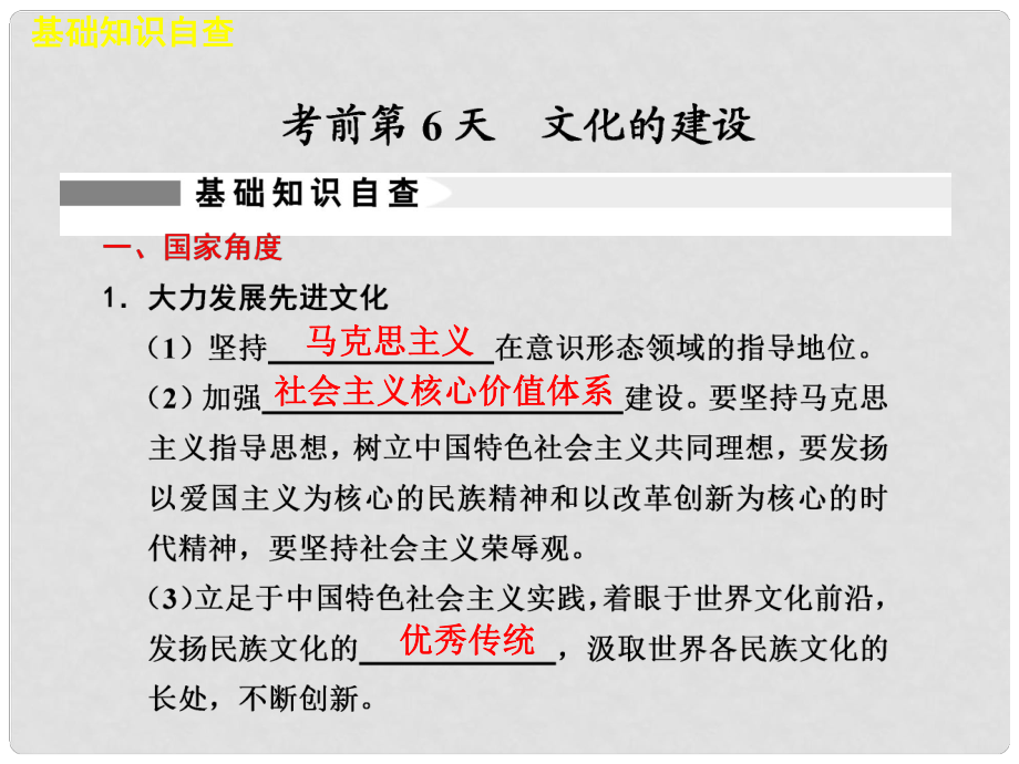 高考政治二輪復(fù)習(xí)及增分策略 考前第6天配套課件 新人教版_第1頁