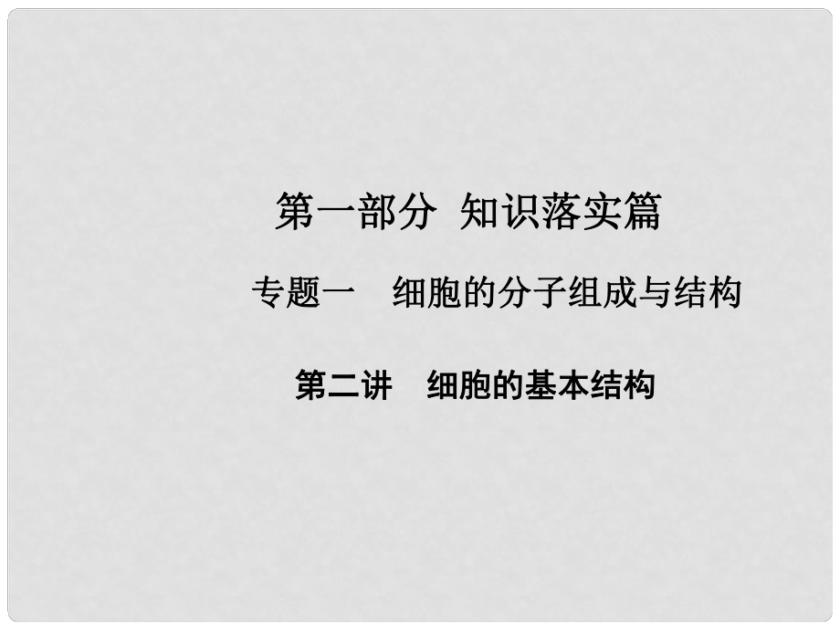 高考生物第二輪復(fù)習(xí) 專題一 細胞的分子組成與結(jié)構(gòu) 第二講 細胞的基本結(jié)構(gòu)課件 新人教版_第1頁