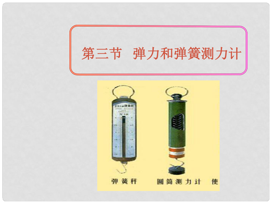 甘肃省积石山保安族东乡族萨拉族自治县银川中学八年级物理下册 弹力与弹簧测力计课件 新人教版_第1页