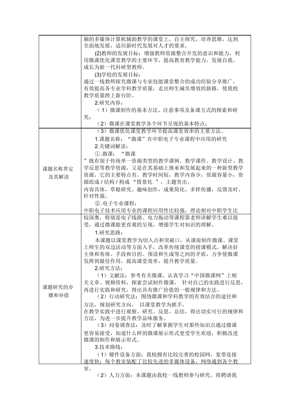 微课的应用课题开题报告