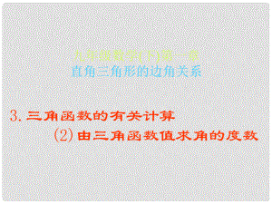 甘肅省張掖市臨澤縣第二中學(xué)九年級數(shù)學(xué)下冊 第一章《三角函數(shù)的有關(guān)計算》課件（2） 北師大版