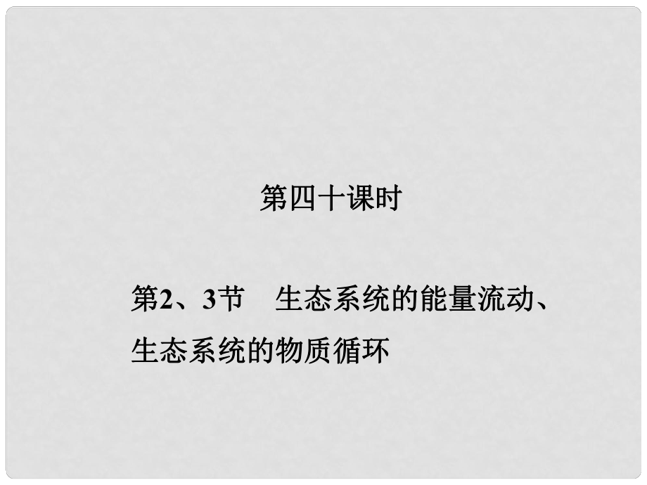 新高考第一輪總復(fù)習(xí) 第四十課時 第2、3節(jié) 生態(tài)系統(tǒng)的能量流動、生態(tài)系統(tǒng)的物質(zhì)循環(huán)課件 新人教版必修3_第1頁