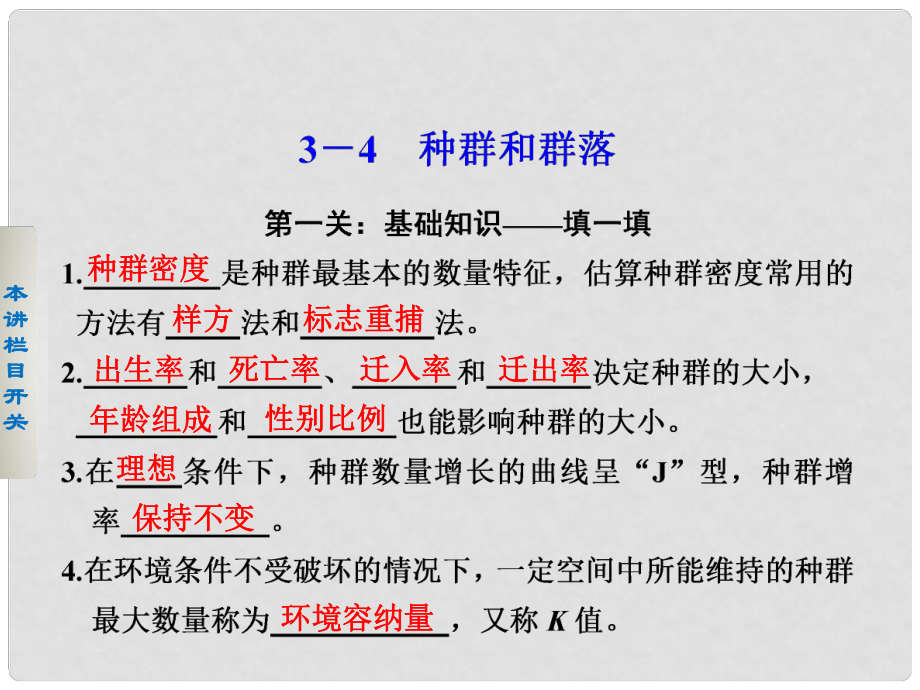 高考生物二輪 第二篇 34種群和群落課件_第1頁