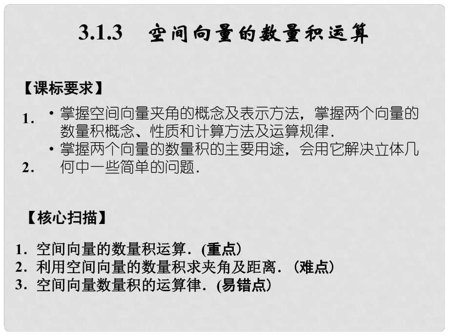 高中数学 313 空间向量的数量积运算课件 新人教A版选修21_第1页