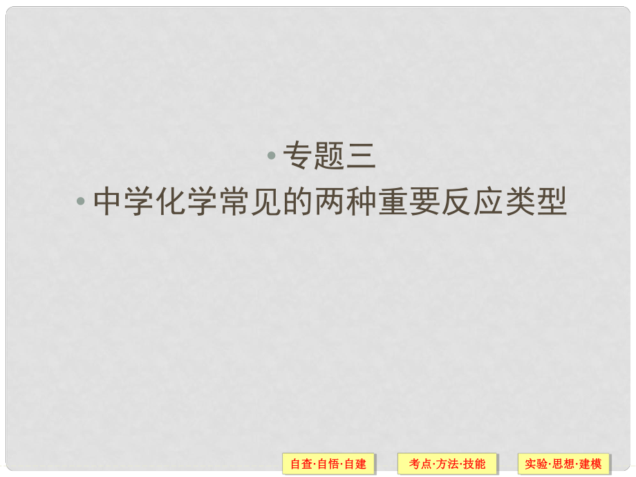 廣東省高考化學二輪 上篇 專題3 中學化學常見的兩種重要反應(yīng)類型自查課件_第1頁