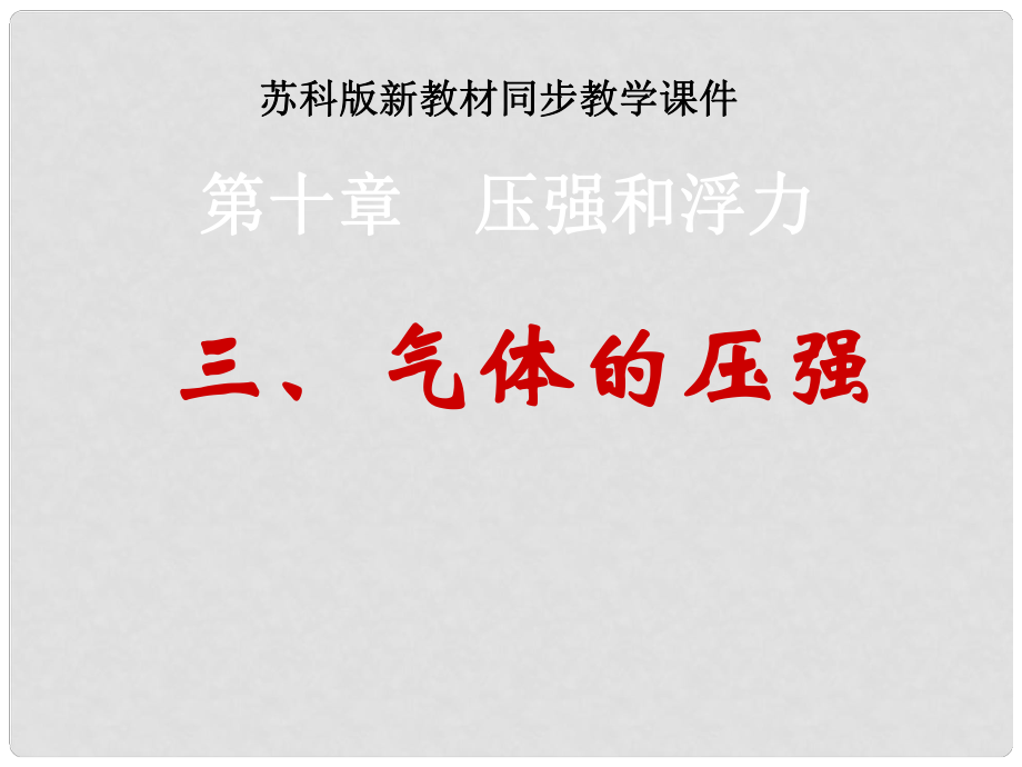 陜西省安康市漢濱區(qū)建民辦事處河西初級中學八年級物理下冊《氣體的壓強》課件 蘇科版_第1頁