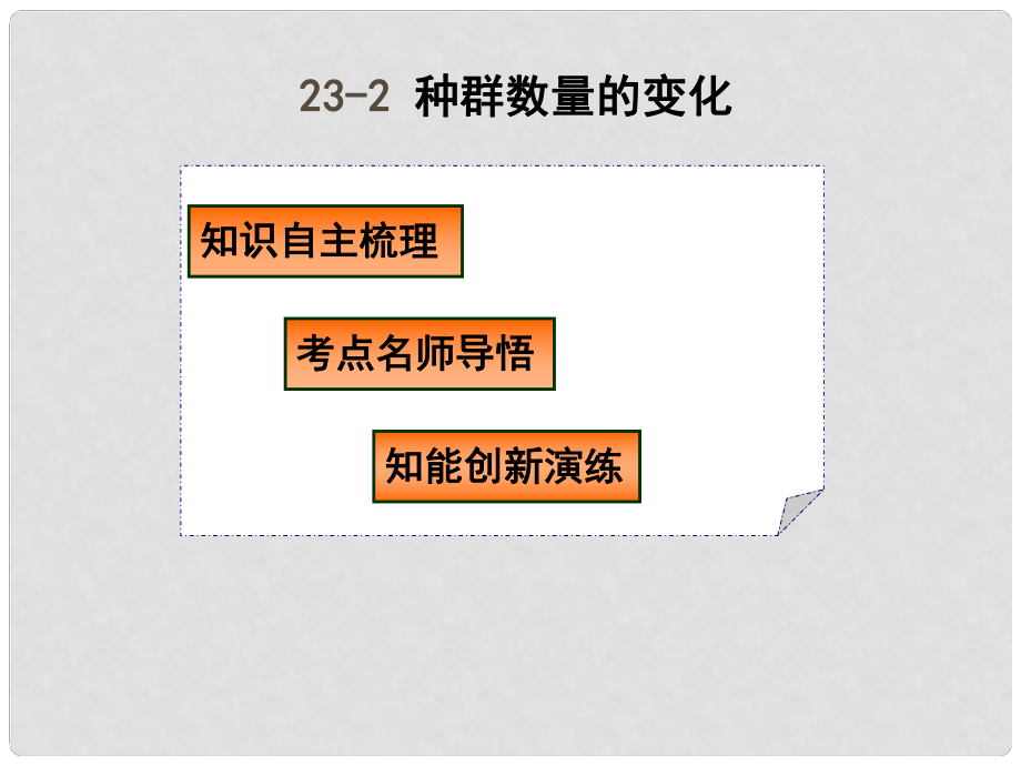 高三生物3年高考2年模擬 232 種群數(shù)量的變化課件_第1頁