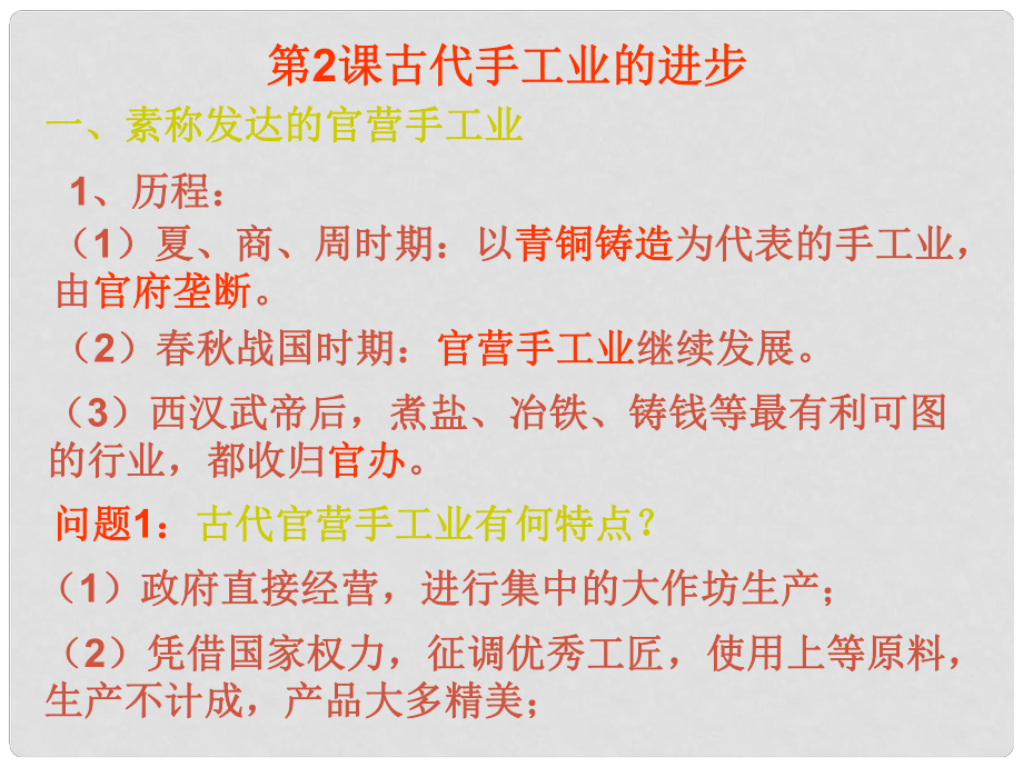 高中历史 专题2 古代手工业的进步课件 人民版必修2_第1页