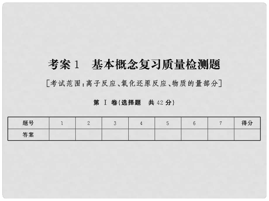 高考化学一轮复习 考案部分 基本概念复习质量检测题课件 新人教版_第1页