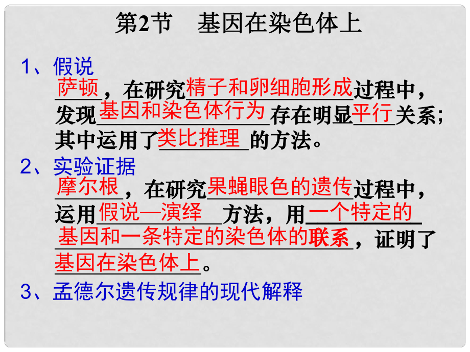 高中生物《第二章 第二节 基因在染色体上》课件5 新人教版必修2_第1页