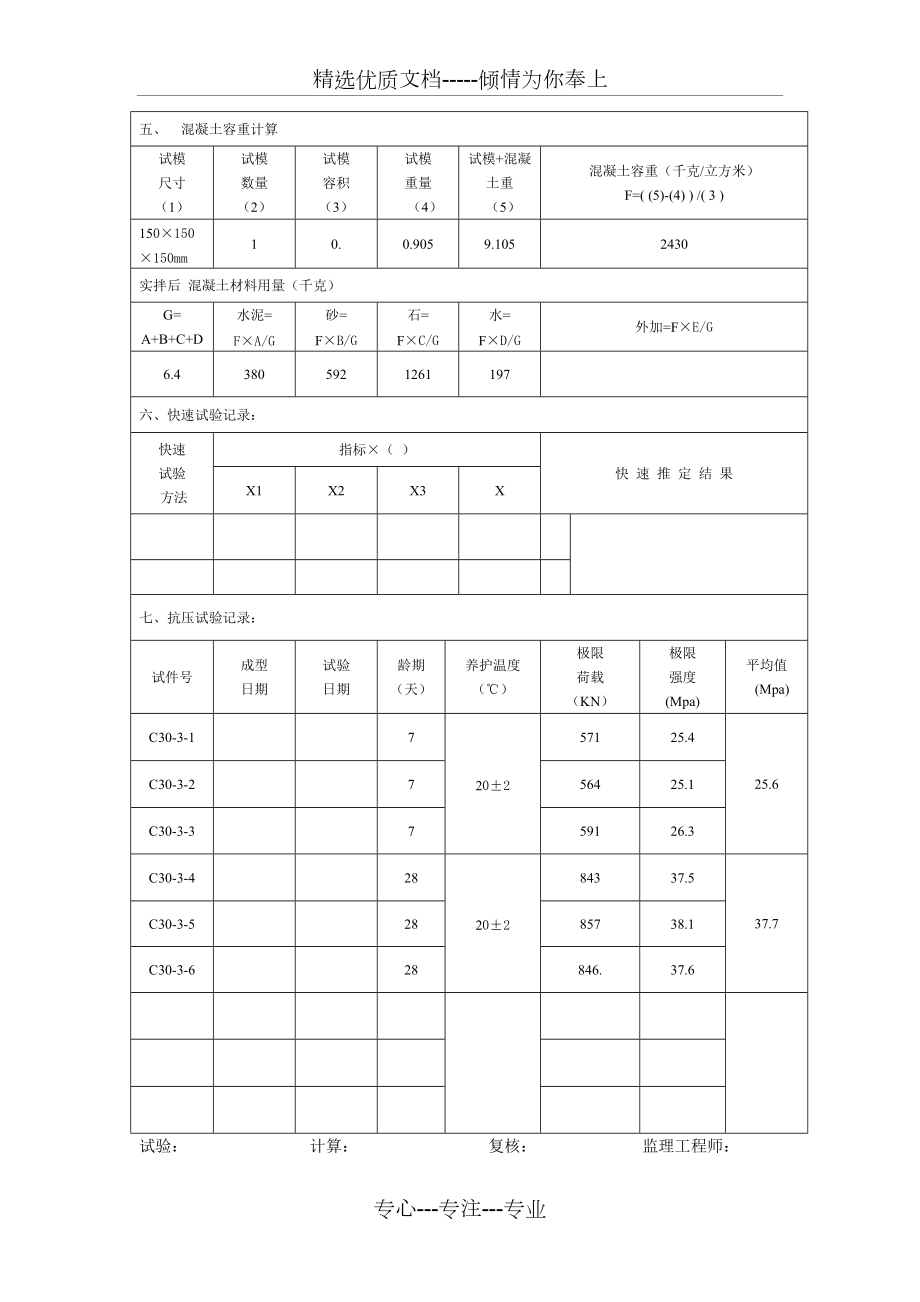 混凝土配合比試驗c30水灰比共2頁